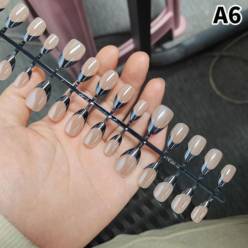 French Pearlescent Full Cover Press On Nails 30pcs Set False Nail Tips Comfortable Wear for School Dances and Events