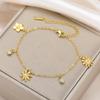 Teamer Chrysanthemum Peach Blossom Pendant Bracelets Stainless Steel Gold Color For Women Girls Flower Jewelry Gift 2026 New