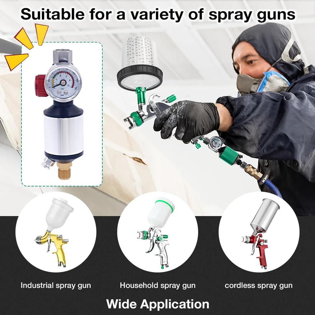 Air Regulator Air Filter Spray Gun Air Regulator Gauge Air Spray In-Line Water Trap Filter Paint Spray Gun Regulator
