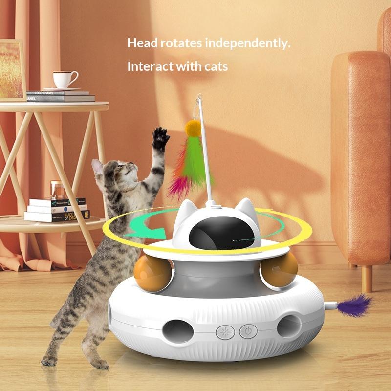New Design USB Charging Electric Laser Interactive Feather Tail Pet Cat Toy