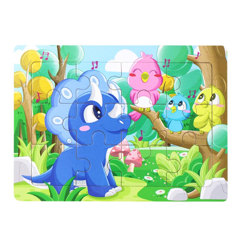 12 Wooden Puzzles, Educational Toys for Children, Early Education Cartoons, Animals, Traffic Cognition, Flat Wooden Puzzles