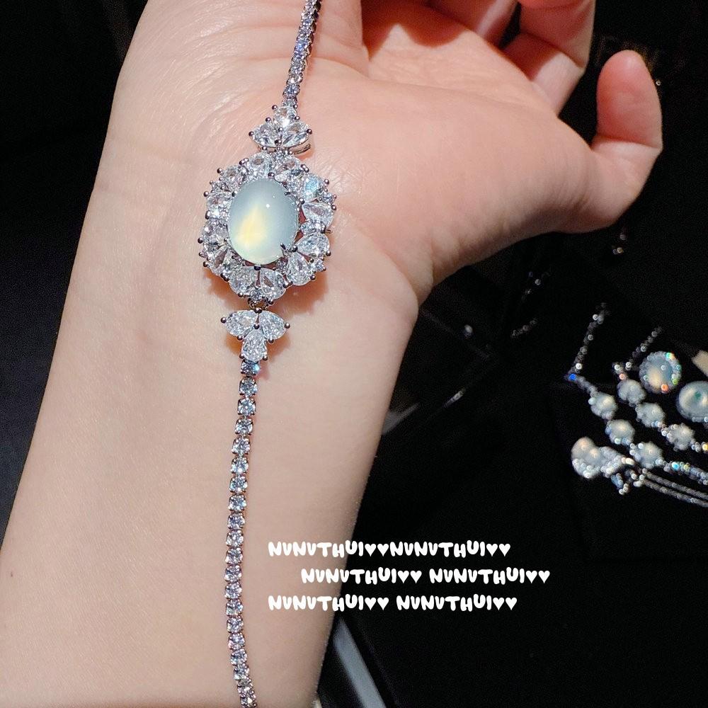 Lychee Jelly, Chalcedony Egg-Shaped Flower Gemstone Bracelet, New Chinese Style, Flower Vine Gourd Chalcedony Necklace, Ring.
