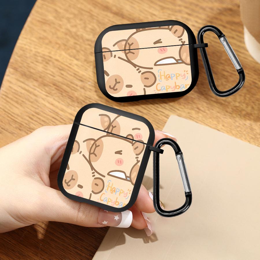 Happy Capybara Case For Airpods 4 Pro3 2 Pro Pro2 1 3 Earphone Cases Cover