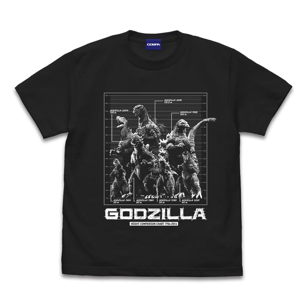 COSPA Godzilla History of Godzilla Height Comparison Chart SUMI XL size [Official] T-shirt
