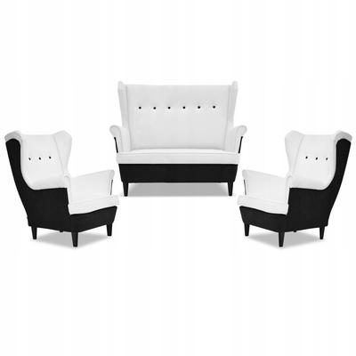 Lounge Set ARI DUO Sofa Armchairs Family Furniture Black - White