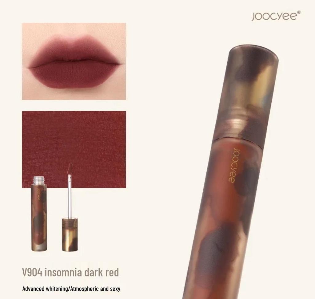 Joocyee Amber Lip Glaze V05 Cinnamon & Mandarin Duck Milk Tea Lipstick - Moisturizing, Water-Light Finish