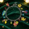 Spongebob Cartoon Charm Bracelet With Zinc Alloy Pendant For Unisex Fashion Accessory