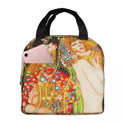 Serpenti d'Acqua II Borsa Pranzo Scatola Gustav Klimt Pittura a Olio Bambini Alluminio Carta Portatile Lunchbox
