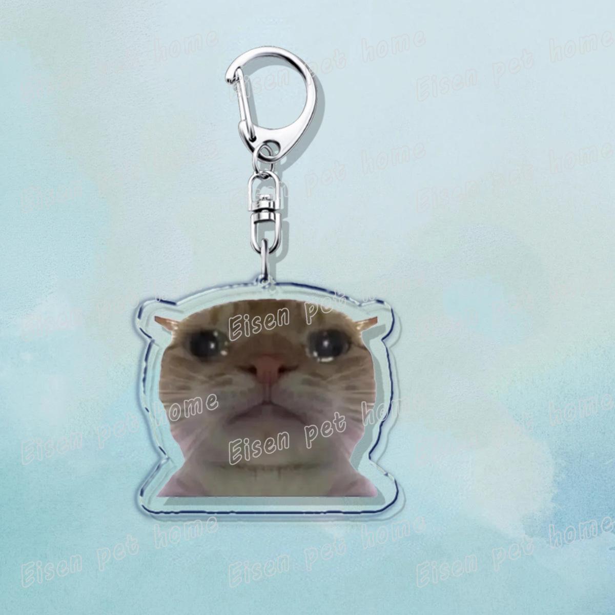 Porte-clés Mignons et Drôles de Chats Populaires pour Accessoires Sac Amoureux des Chats Animaux de Compagnie Meme Meow Porte-clés Anneau Bijoux Cadeaux pour Fans Porte-clés gray