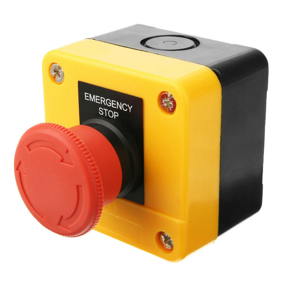 Interruptor pulsador de parada de emergencia con forma de hongo rojo, NO/NC, resistente al agua, 240 V, 5 A