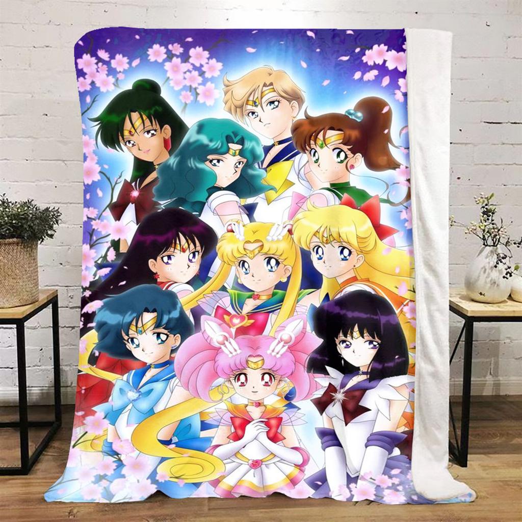 Japanese anime cute cartoon theme Sailor Moon Tsukino Usagi blanket suitable for home beds, sofa covers, office nap, outdoor warm blankets O11