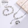 Korean Style Gingerbread Man & Bear Jewelry Set: Retro Earrings, Necklace, Bracelet & Ring - Trendy Live Broadcast Hot Sellers