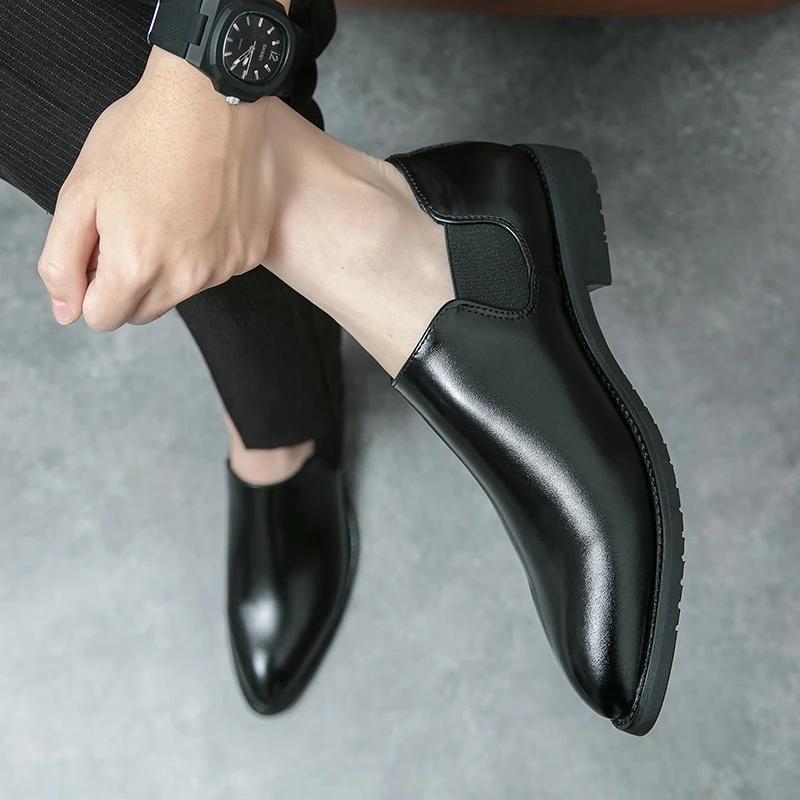 Spring Soft-soled Business Leather Shoes for Man Dress Shoes Men Causal Shoes Slip On Black Loafers Men Fashion Wedding Office