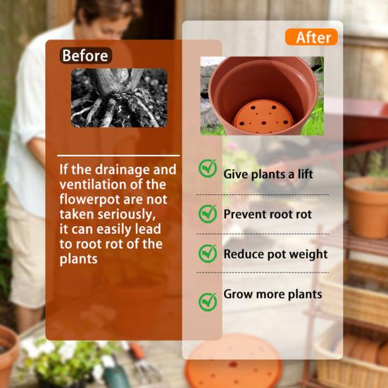 Yousheng Planter Insert Disc Round Planter Insert with Drainage Holes Reusable Plant Pot Insert Use Less Potting Soil for Tall Flower Pots