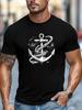Unisex Retro Anchor Sailboat Sea Ocean Pattern Print Crew Neck Short Sleeve Oversized Loose Casual Summer Streetwear Basic Soft Tee