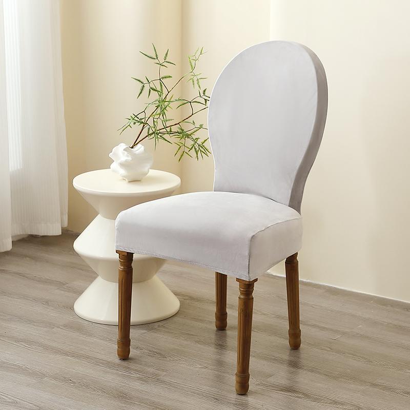1/2pcs Soft Velvet Round Back Chair Cover Elastic Jacquard Dining Room Chair Slipcover Furniture Protector for Kitchen Wedding