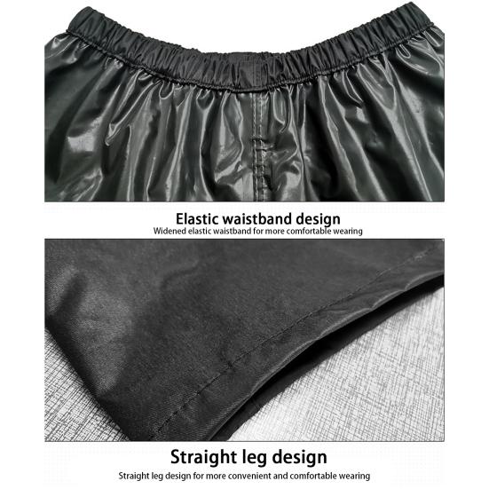 Double Layer Waterproof Rain Pants Ankle-banded Elastic Waistband Flap Pockets Unisex Camping Trekking Climbing Rain Trousers Outdoors Clothing