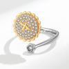 Anneaux Spinner Tourniquet Tournesol Cristal Brillant et Abeille Pour Femmes Anti Anxiété Contrôle Anti Stress Anneau Rotatif Cadeau Filles