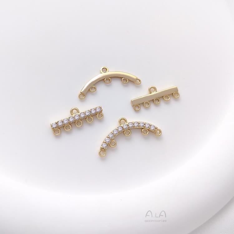 14K Gold-Filled CZ-Set Arched Bar Tassel Earring DIY Pendant Accessories