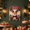 Vintage Style Seasonal Home Accents Christmas Wooden Hanging Sign, Rustic Holiday Wall Decor with Santa Claus Door Hanger Reindeer And Snowman