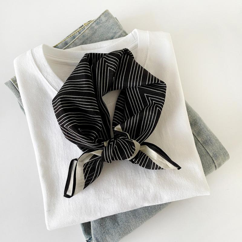 Commuter Style Silk Cotton Small Square Scarf  Small Silk Scarf for Women's Spring and Summer Scarf