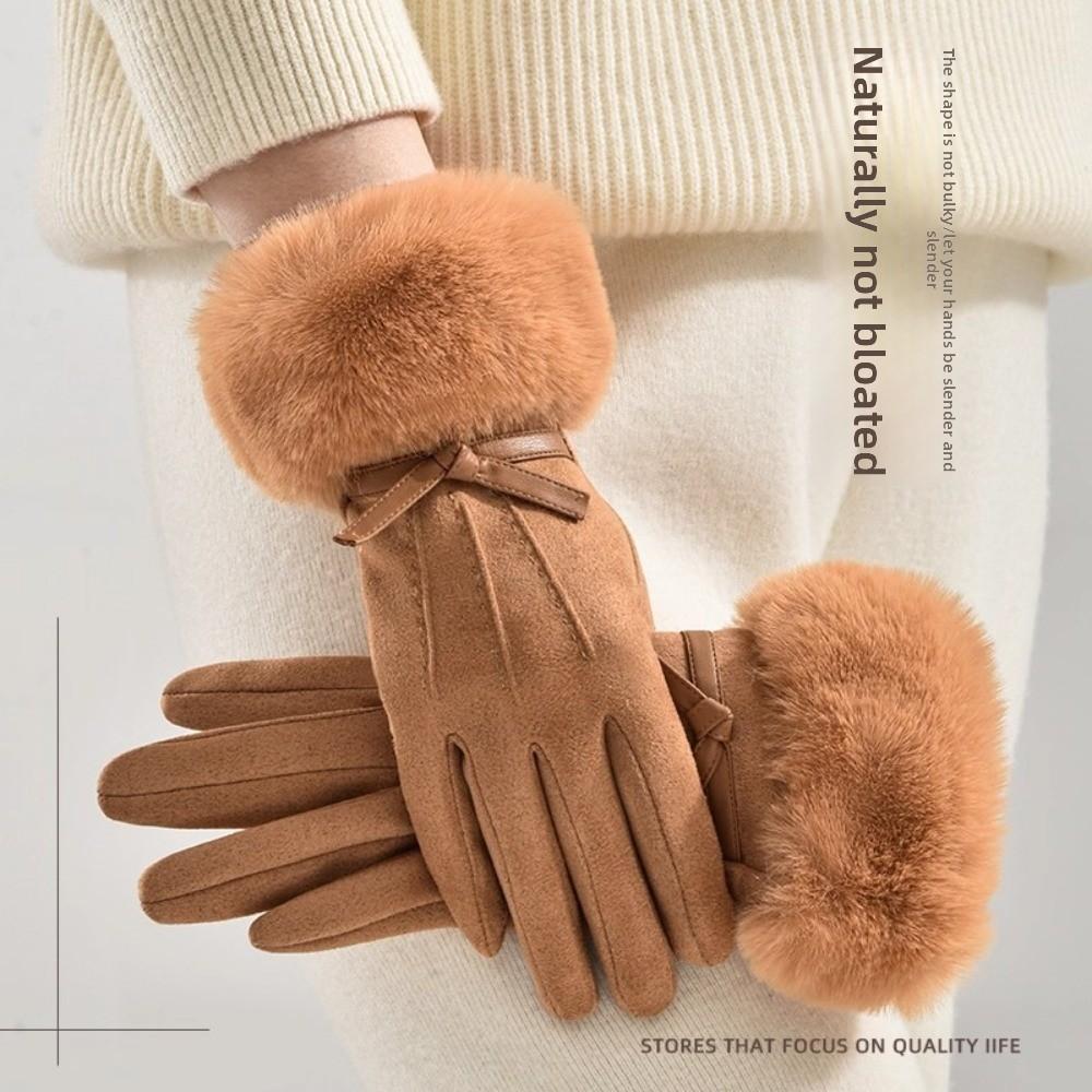 Plush Wrist Touch Screen Gloves Suede Winter Gloves New Cycling Gloves  Outdoor Activities