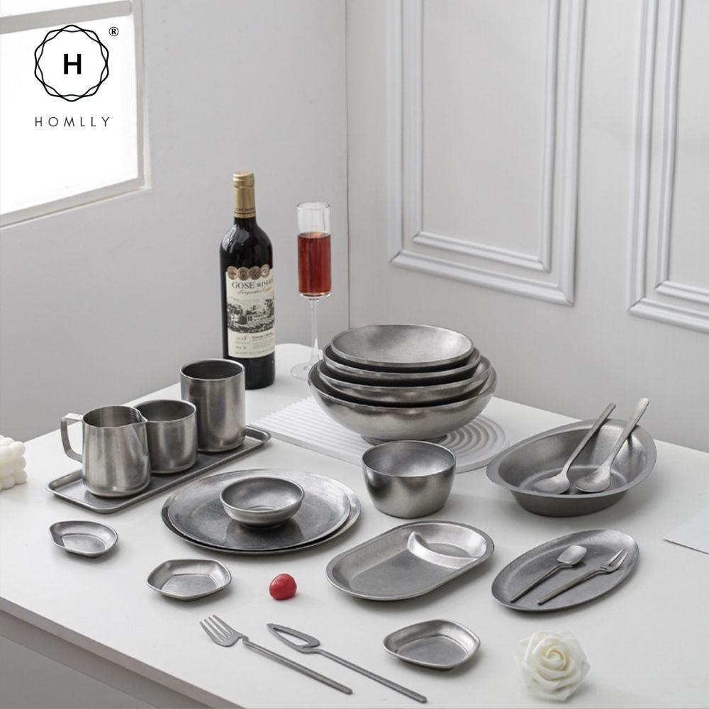 Homlly Tonii Flake Texture 304 Stainless Steel Dinner Salad Soup Bowl (X3PCS)