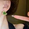 111 silver needle green crystal butterfly stud earrings, small fragrant wind sweet temperament earrings niche high-end earrings