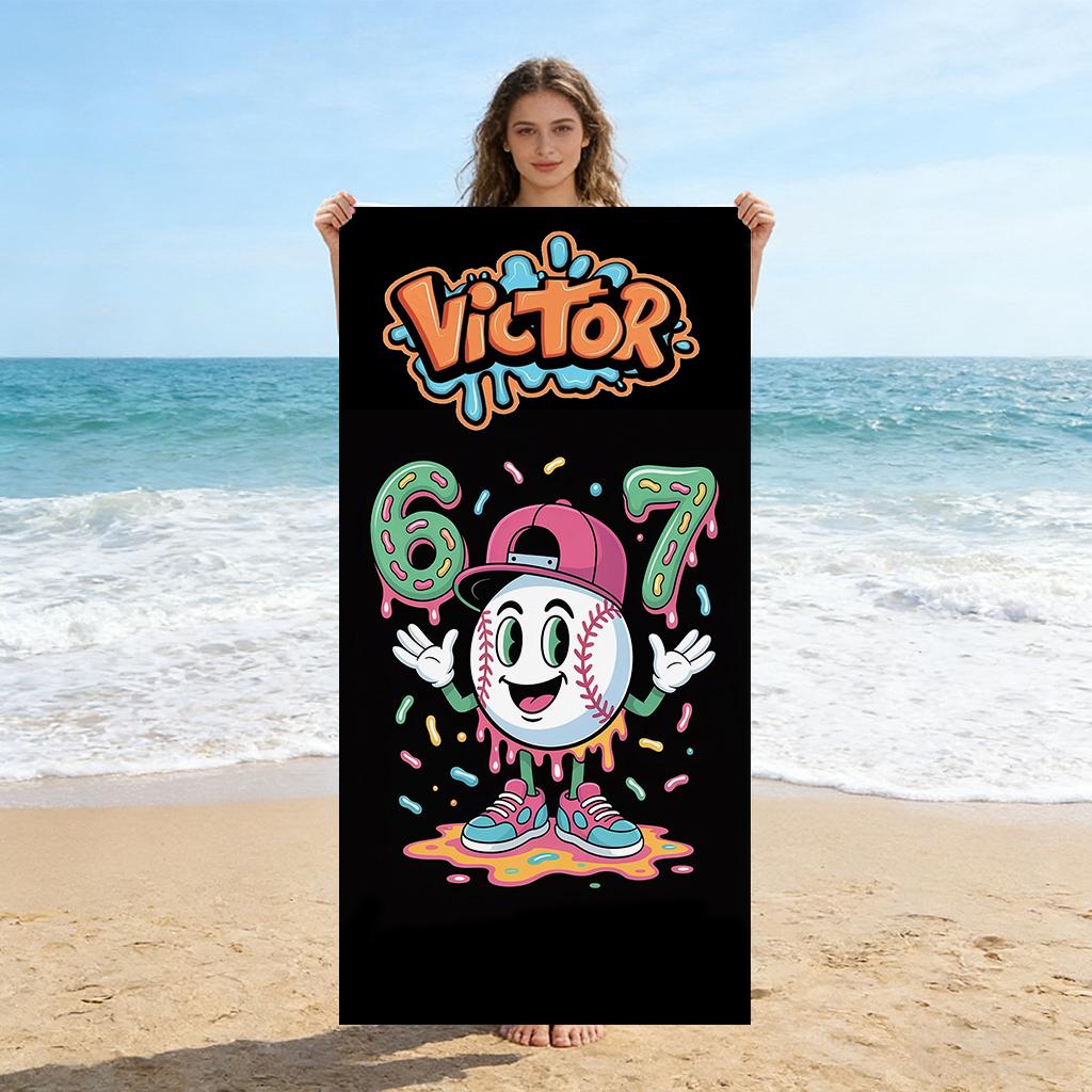 

1PC 67 Six Seven Friendship Beach Towel Quick-drying Towel Suitable for Seaside Pool Camping Vacation Yoga For Family Friends W40*H60(CM)