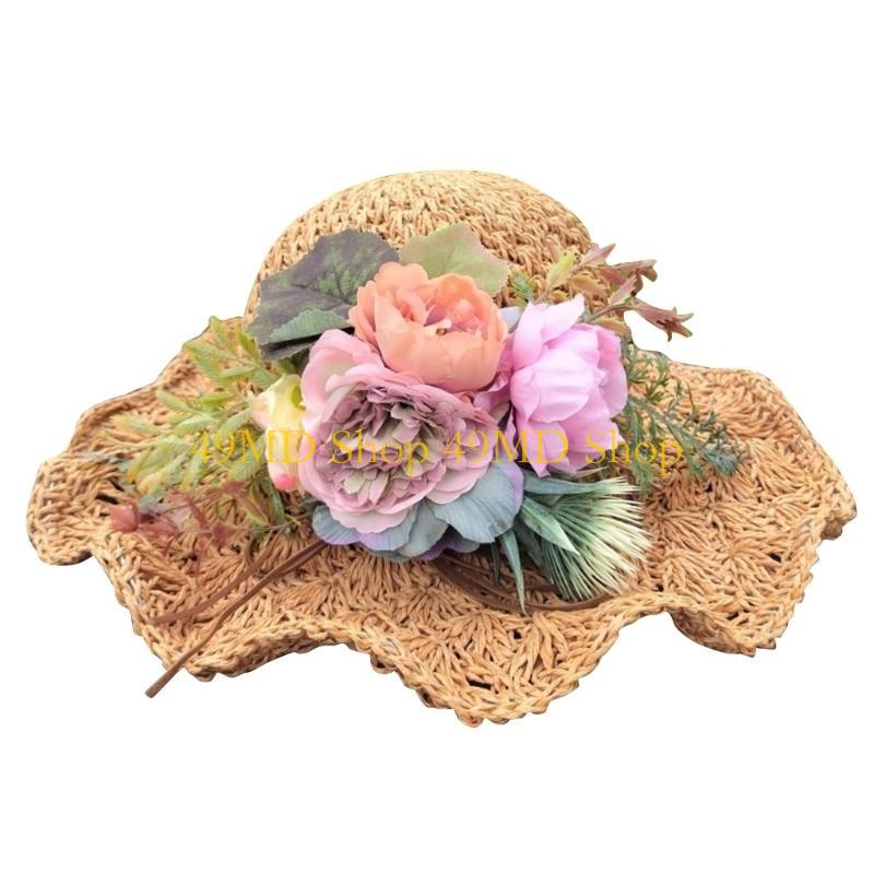

49MD Rose Panama Hat Handmade for Dress-up SunHat Wear Party Headgear Simple Summer Sunscreen Straw Hat света кофе