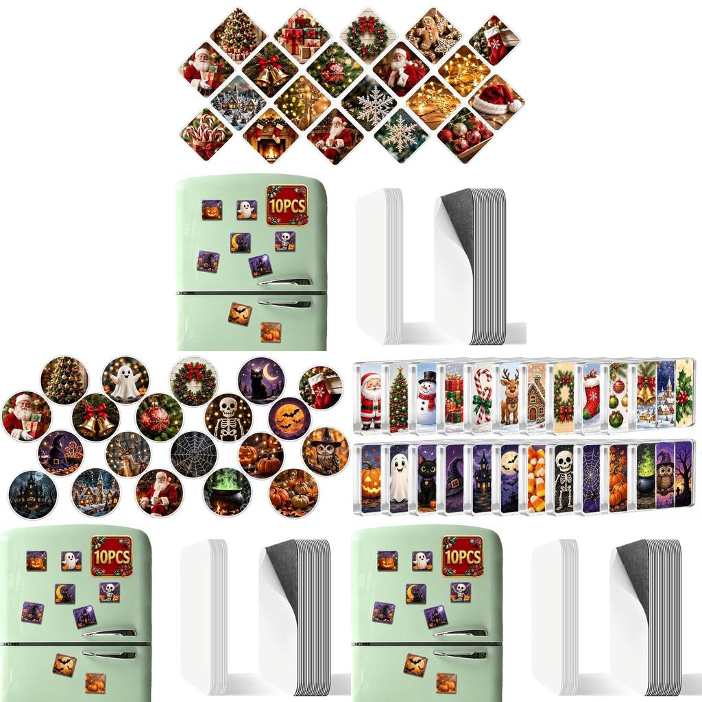 Christmas Theme Acrylic Refrigerator Magnet Set With 3d Halloween Design For Home Decor