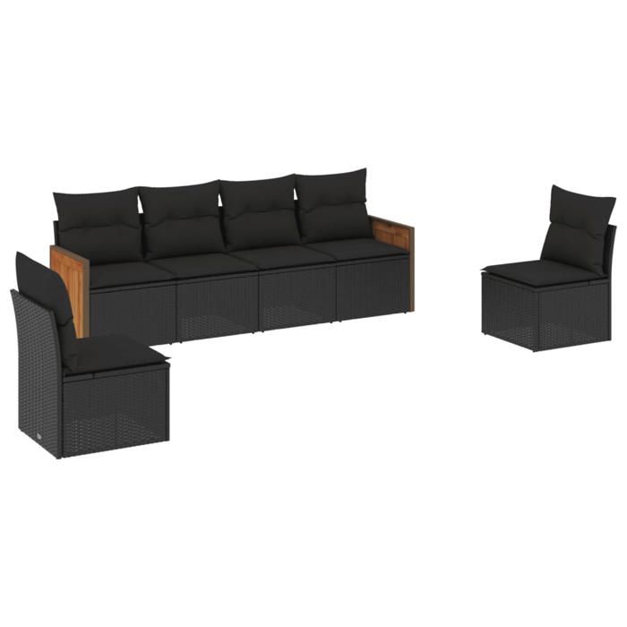 VidaXL Garden Lounge Set 6 Pcs with Cushions Black Braided Resin 3259941