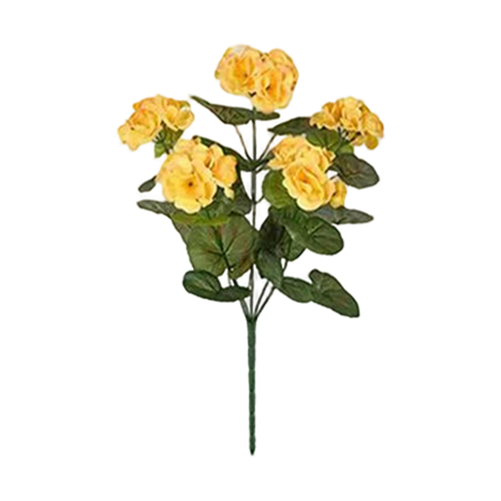 

Artificial Geranium Flower Bouquet Realistic Silk Floral Arrangement for Home Office Wedding Decoration Display One Size жовтий