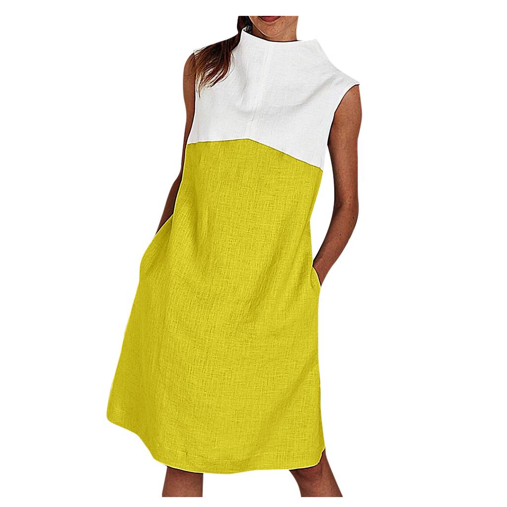 Womens Holiday O Neck Solid  Dress Ladies Summer  Dress