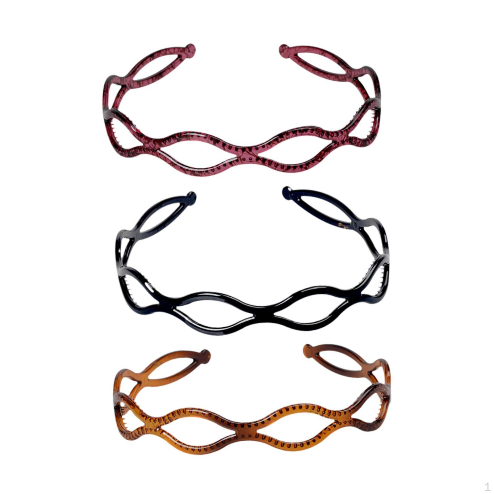 

Набор из 3 повязок на голову для путешествий, многофункциональный, стильный, профессиональный держатель для волос Red Black Brown