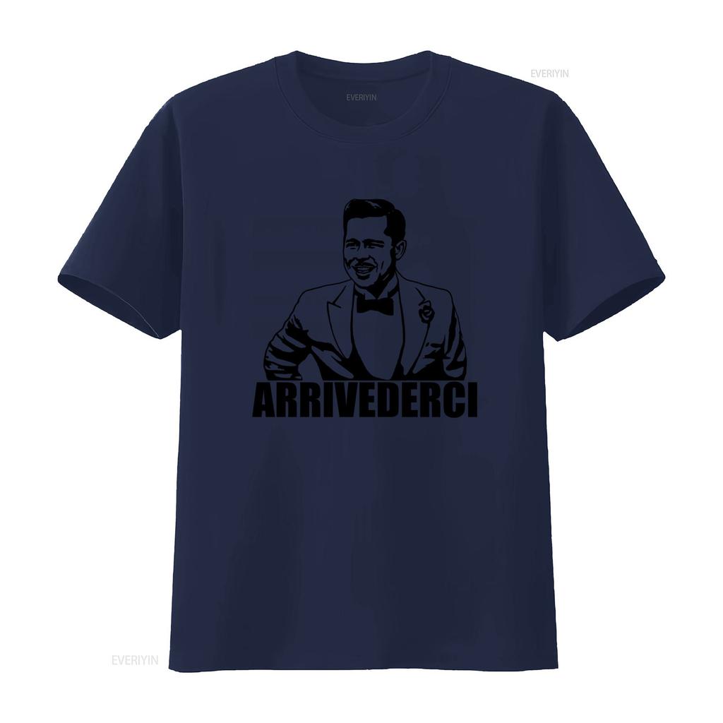Stylish Arrivederci T Shirt for Men Classic Design with Elegant Suit Print vintage Washed fashion Casual Top For Everyday Wear
