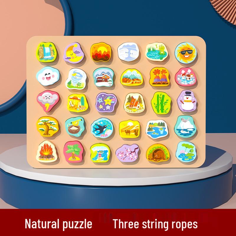 

Детская деревянная доска-пазл с колышками: Подбор и нанизывание бусин с животными и фруктами - Шнуровка, развивающая игрушка