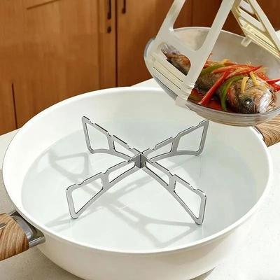 Stainless Steel Cross Steaming Rack Folding Stove Rack Portable Cooking Stand  Camping