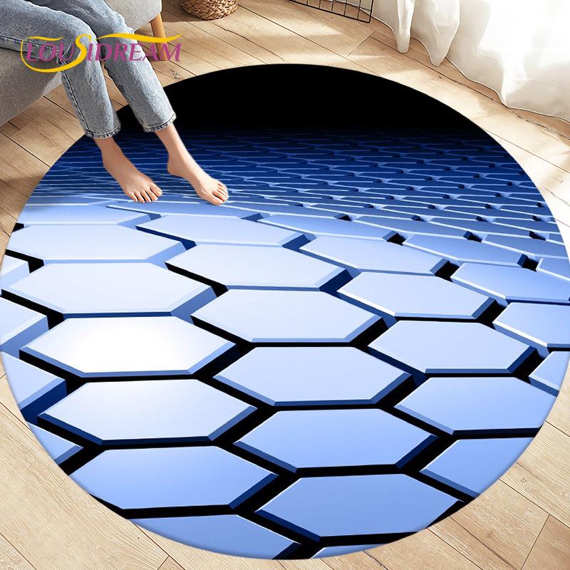 Tappeto per area illusione visiva geometrica astratta 3D Tappeto grande, rotondo per soggiorno, camera da letto, divano, decorazione, tappetino antiscivolo