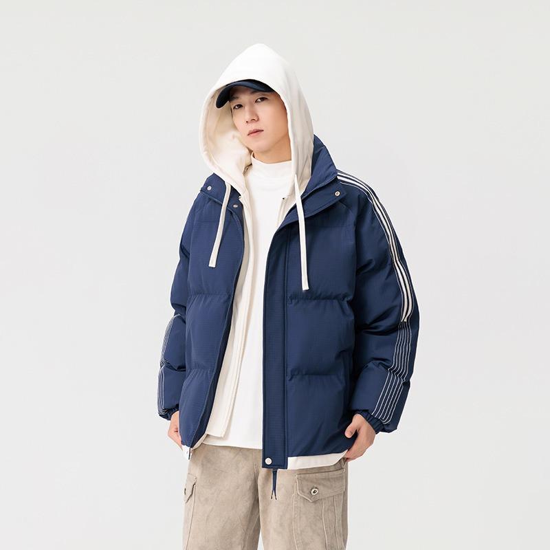 Padded jacket men's autumn and winter piled thickened trendy brand youth padded jacket high school students fake two padded jacket