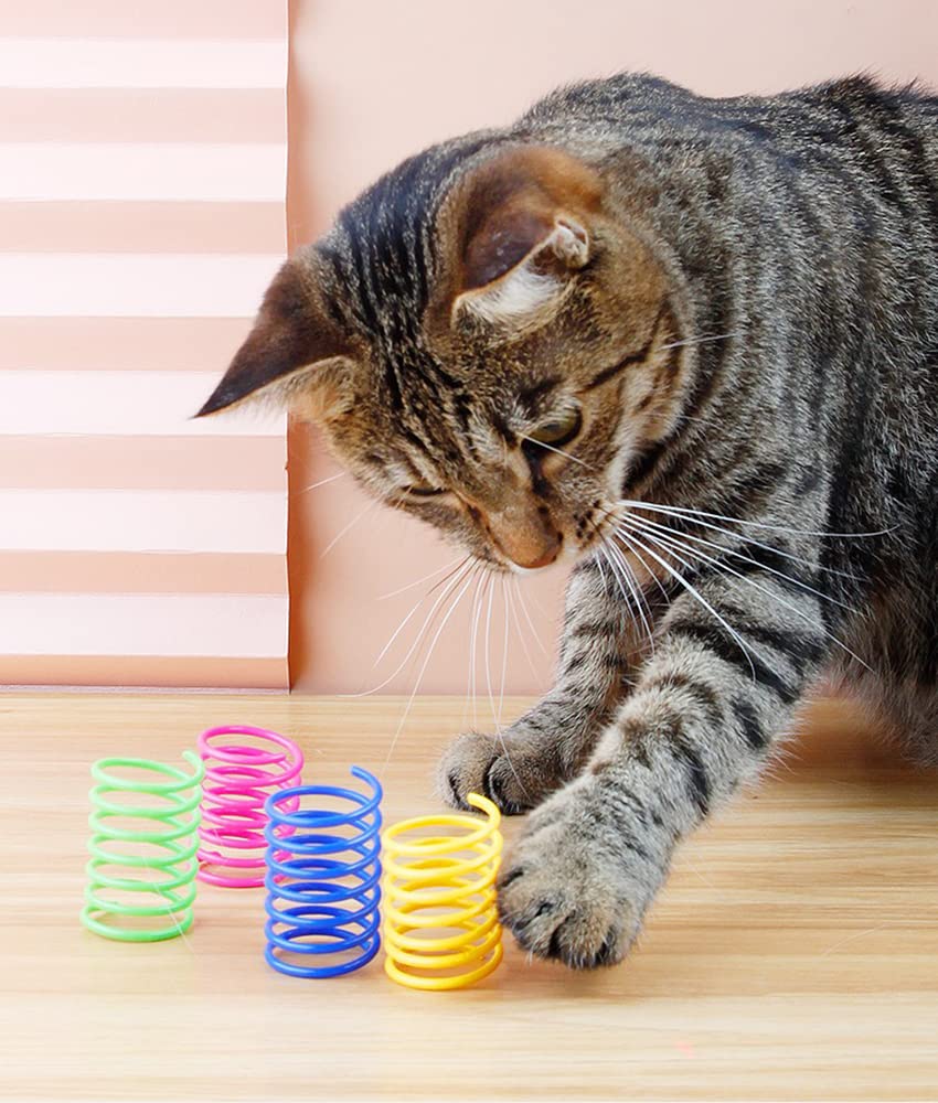 YFFSFDC Cat Toys, Springs, 20 Pieces, 4 Colors, Cat Toys, Spring Toys, Exercise Relief, Stress Relief, Pet Supplies
