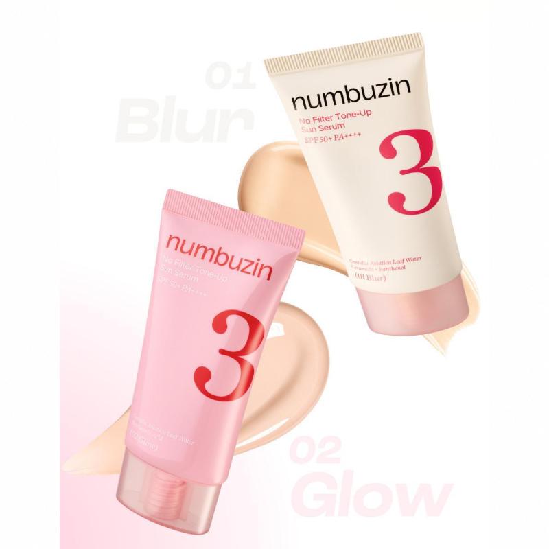 numbuzin No.3 Porcelain Base-skip Tone Up Beige Sunscreen 50ml 01 Blur / 02 Glow (7 Options)