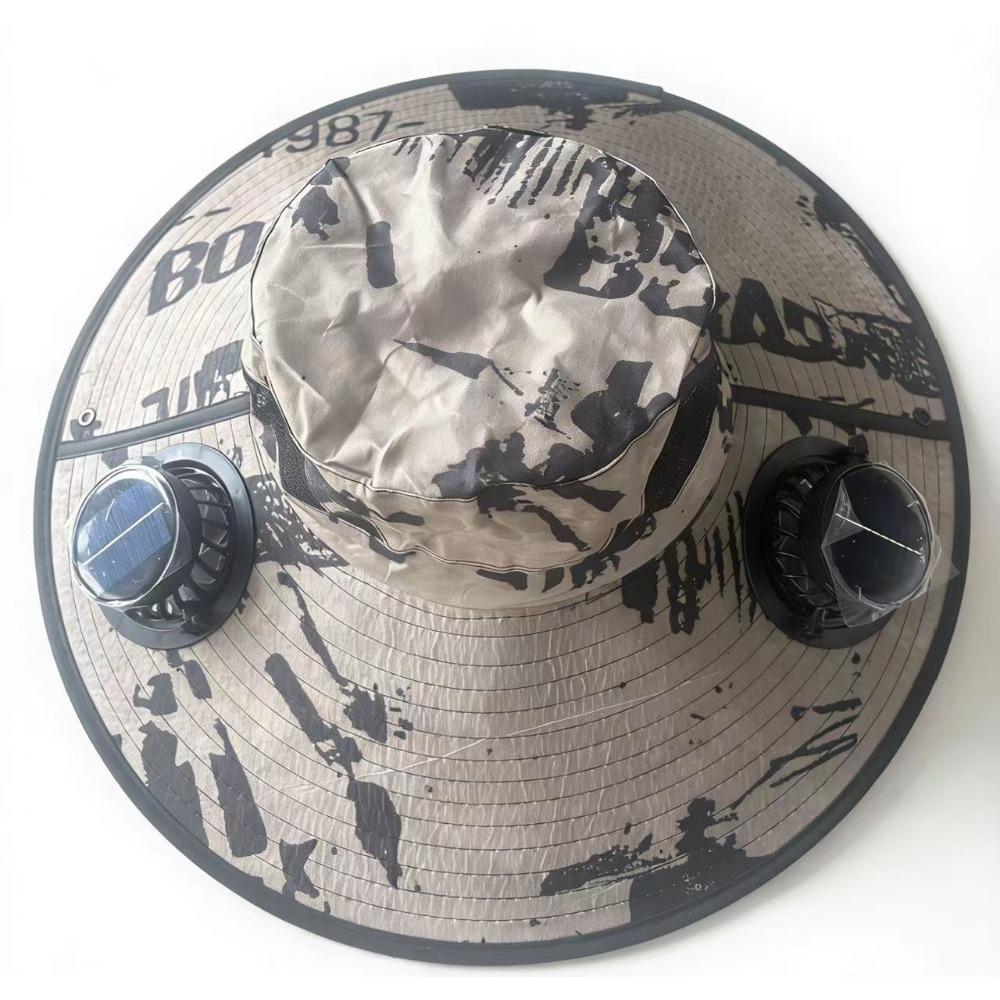 UV Protection Solar Fan Bucket Hat, Outdoor Fishing Sun Protection Cooling Fisherman Cap