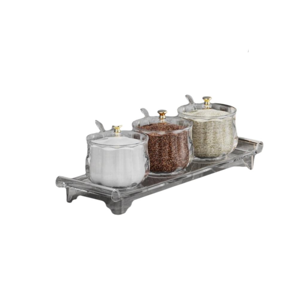 Kunststoff Gewürzglas Set Staubdicht Wasserdicht Gewürz Aufbewahrungsbox mit Deckel Löffel Großes Fassungsvermögen Küchen Gewürztopf Küche