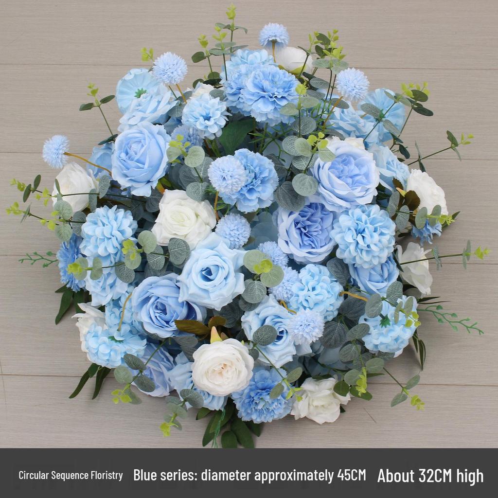 Simulated Silk Floral Arrangement: Round Flower Ball for Aisle, Table, or Wedding Stage Decoration.