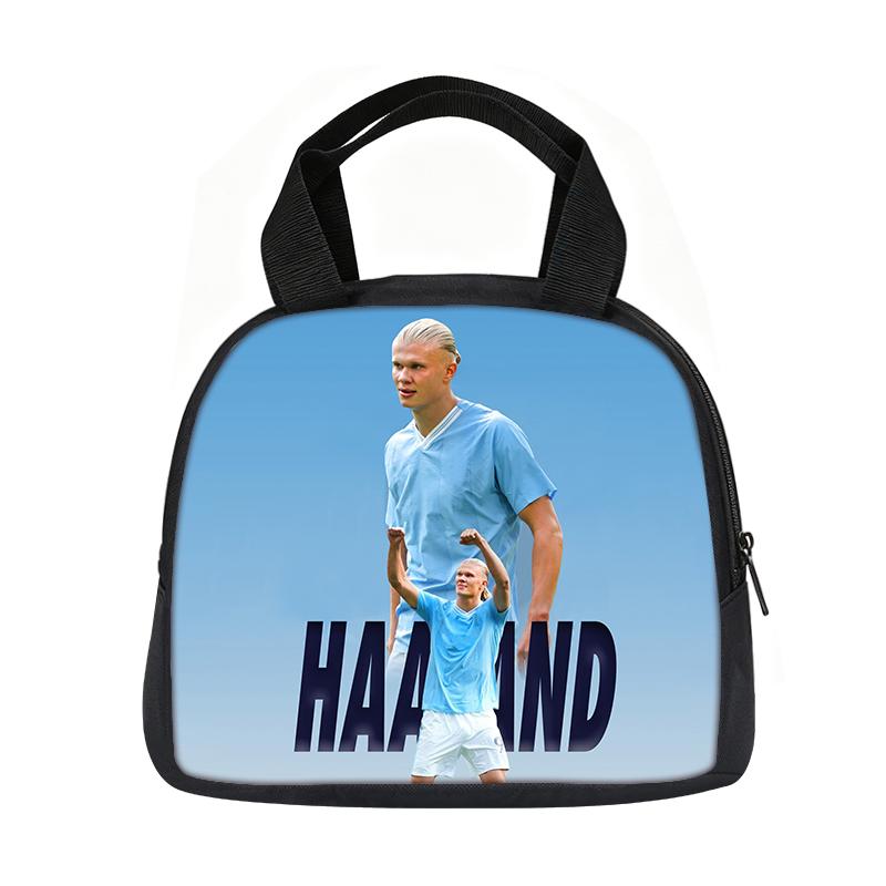 Learn, Travel Handbag Insulated Lunch Bag Reusable Haaland Lunch Box Football Star Student Bento Food Container Bags