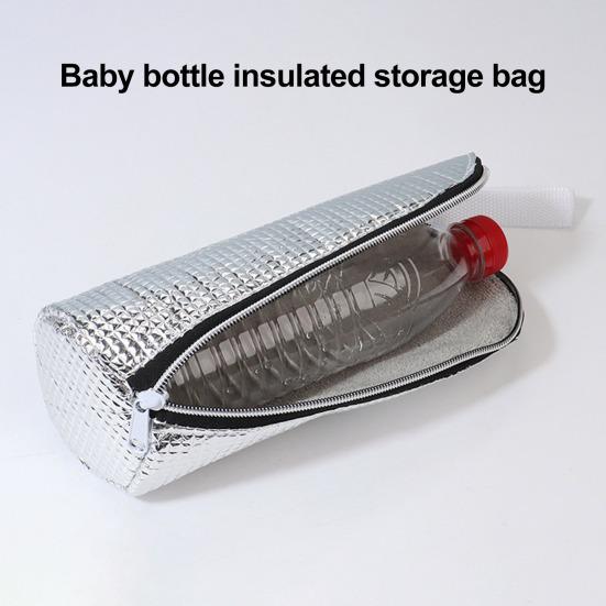 Baby Bottle Insulated Bag Aluminum Foil Thermal Carrier with Handle 3-Layer Thickened Bottle Pouch for Hot Cold Storage