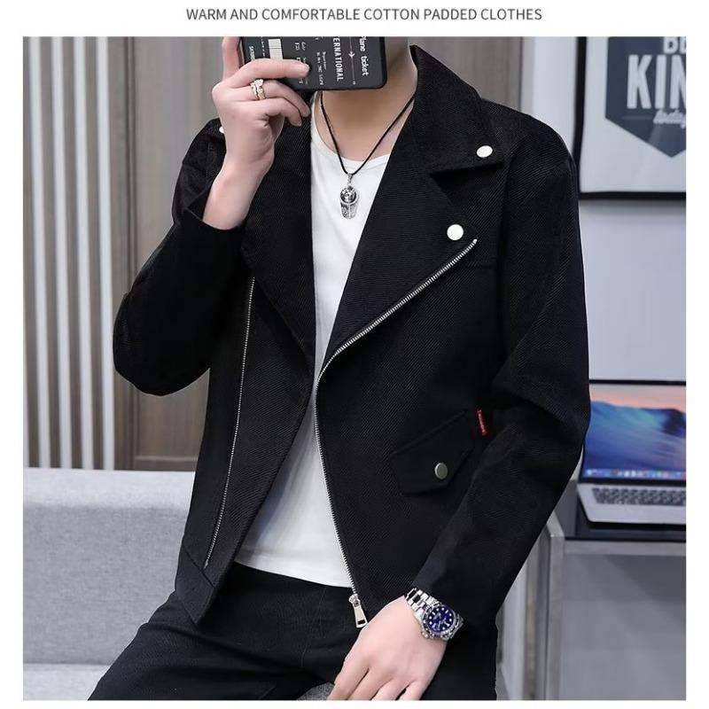 Men S Short Loose Long Sleeve Turn Down Collar Zipper White Casual Jacket