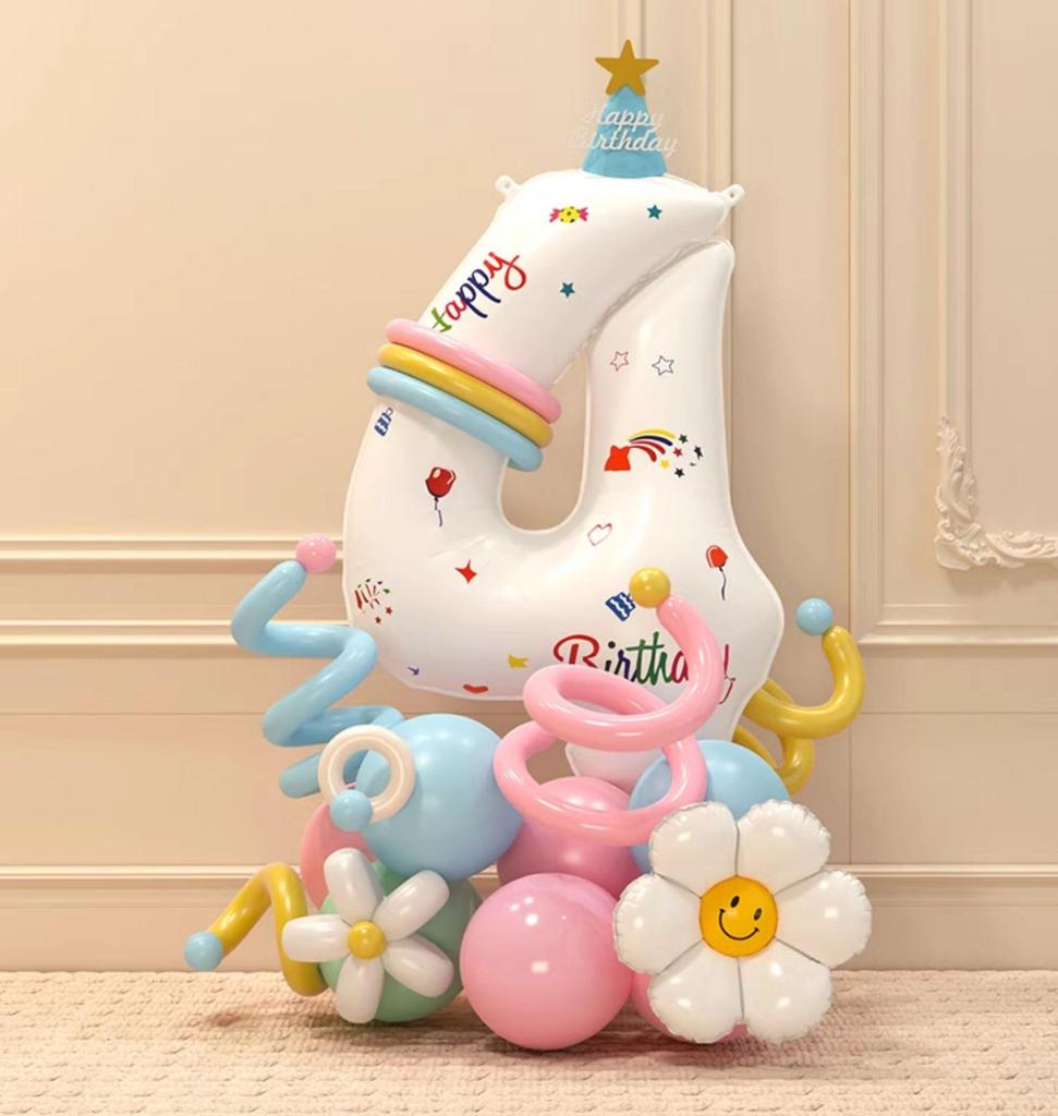 Accessori fotografici per il 3° compleanno del bambino: Palloncini e Decorazioni Numeriche