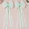 2 Stück Beige Spitze Schleife Haarspangen Mit Langem Band Elegante Perlenbesetzte Chiffon Schleife Barette Für Mädchen Frauen Haarschmuck